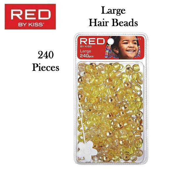 Red by Kiss Large Hair Beads 240 Pieces - HA11