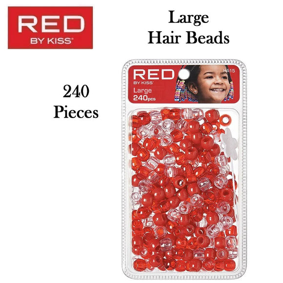 Red by Kiss Large Hair Beads 240 Pieces - HA15
