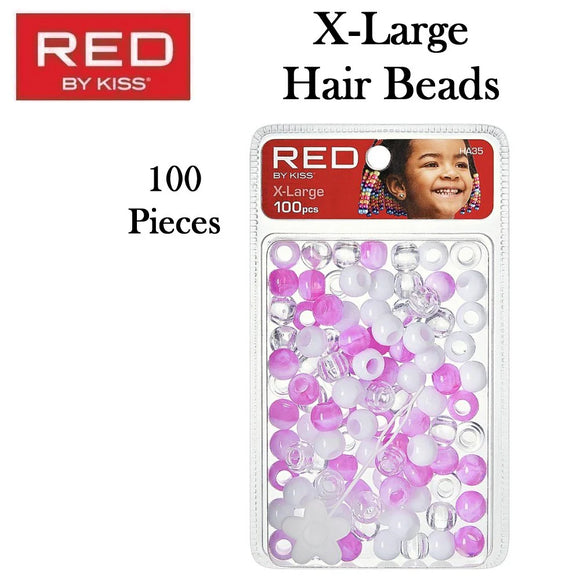 Red by Kiss X-Large Hair Beads 100 Pieces - HA35