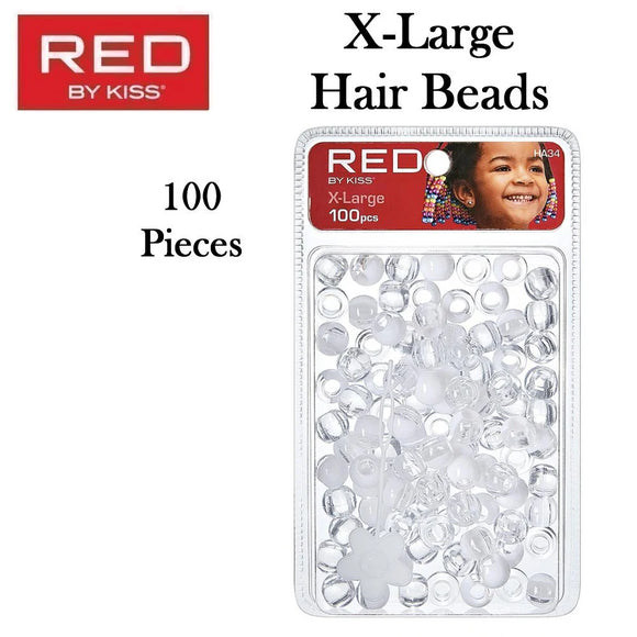 Red by Kiss X-Large Hair Beads 100 Pieces - HA34