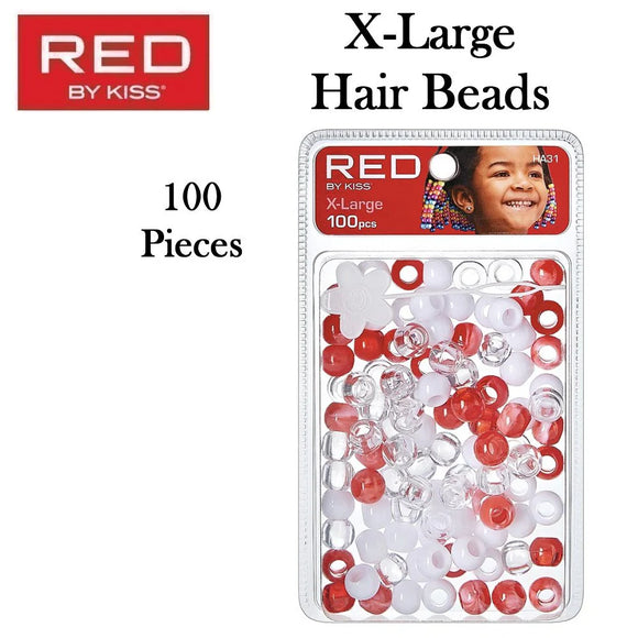 Red by Kiss X-Large Hair Beads 100 Pieces -HA31