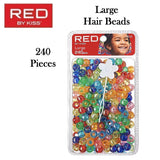 Red by Kiss Large Hair Beads, 240 Pieces - HA16