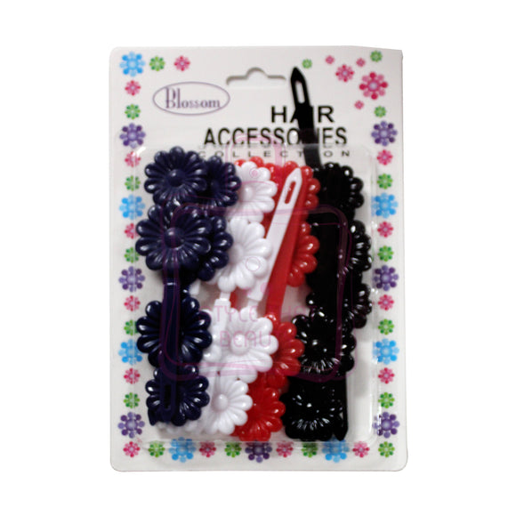 Blossom Hair Accessories Collection Flower Shaped Black, Red, White, Navy Blue