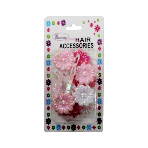 Blossom Hair Accessories Collection Flower Shaped Small Shiny Pinky