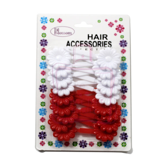 Blossom Hair Accessories Collection Flower Shaped White & Red