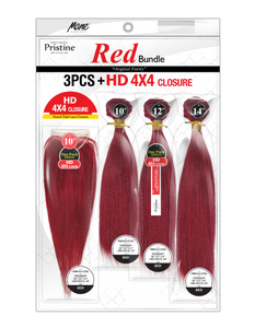PRISTINE Red Bundle Straight& Body Wave - 3PCS+ HD 4X4 Closure